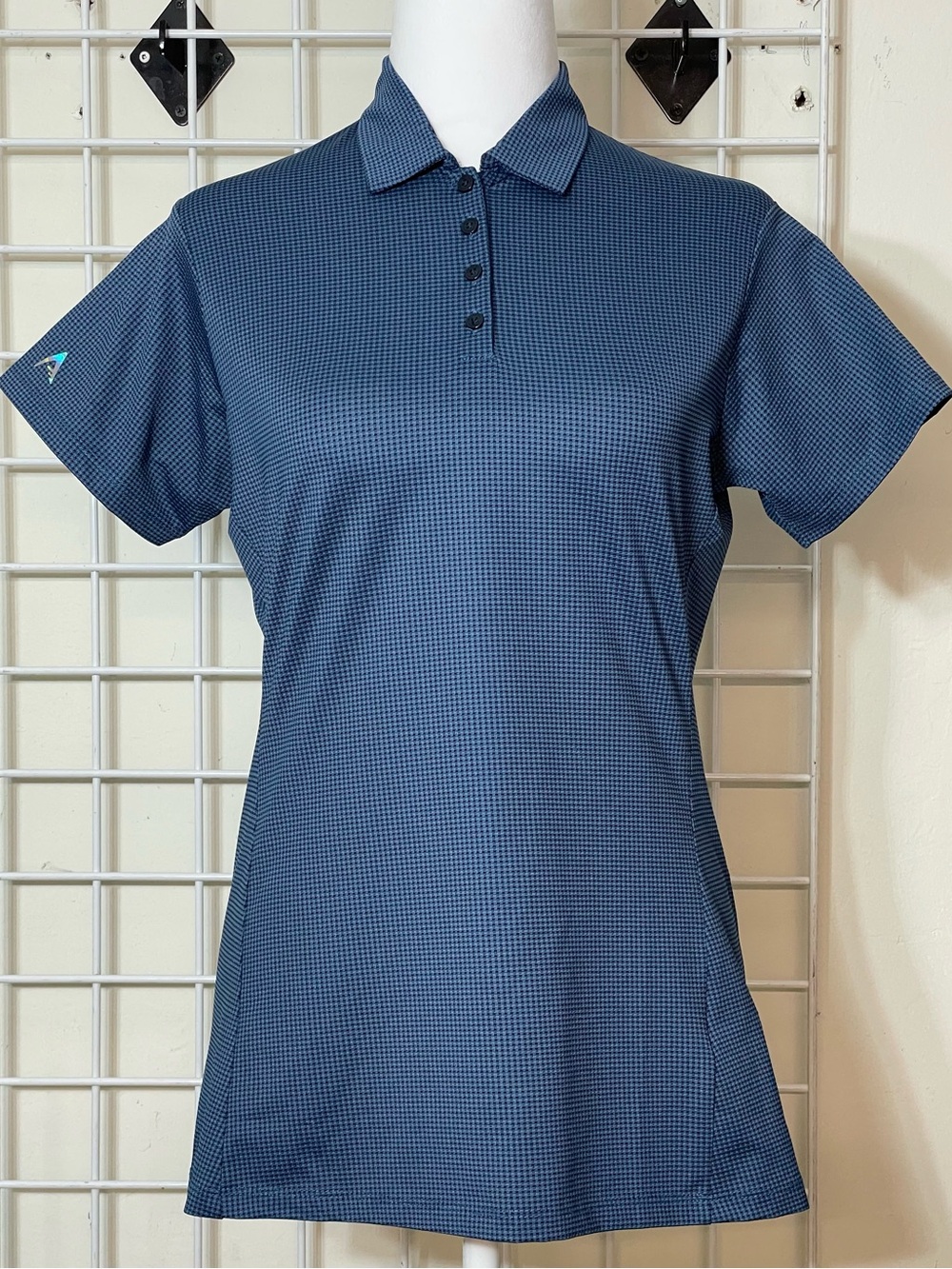 Antigua Woman's Navy Waffle Knit Polo Size Small